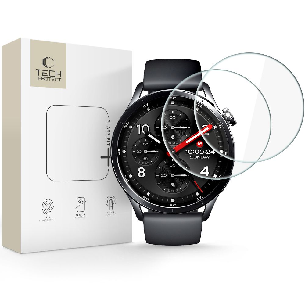 Tech-Protect Glass Fit+ 2 vnt. grūdintas stiklas skirtas Xiaomi Watch S5 46 mm -- Xiaomi Watch S5 46mm