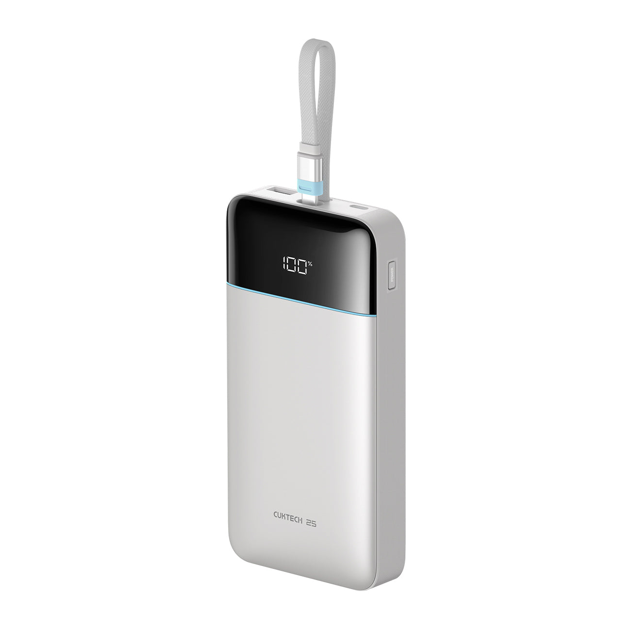 Cuktech LPB252N 120W 25000mAh išorinė baterija su integruotu USB-C kabeliu - balta -- Powerbanks