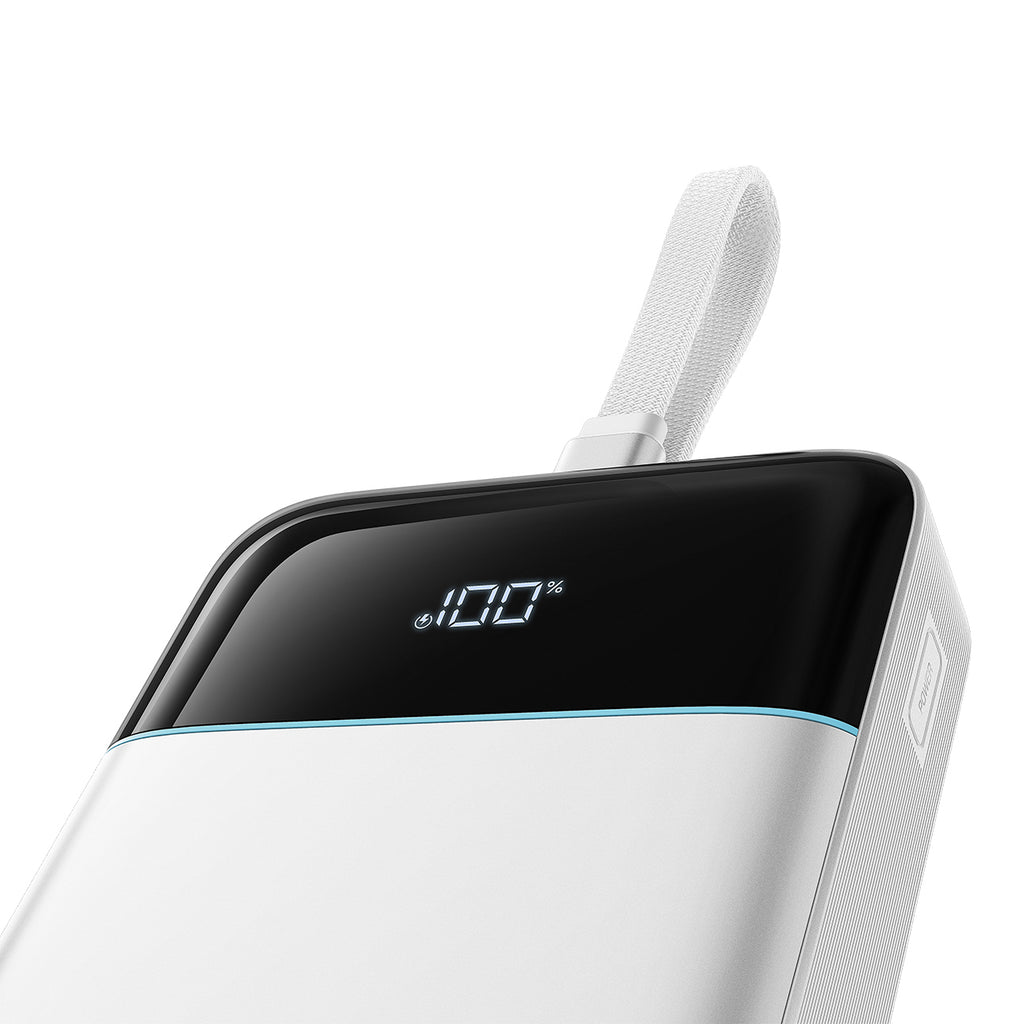 Cuktech LPB252N 120W 25000mAh išorinė baterija su integruotu USB-C kabeliu - balta -- Powerbanks