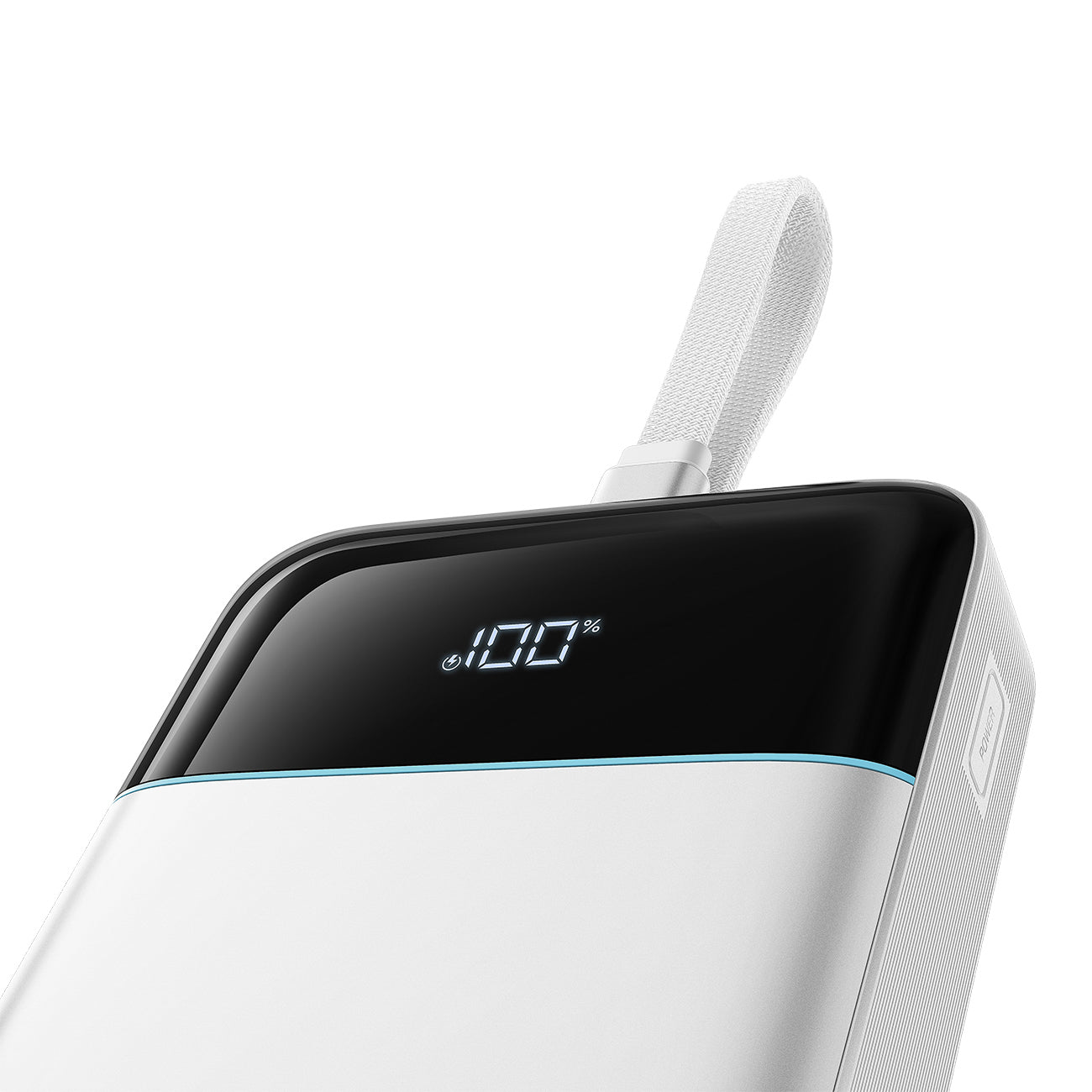 Cuktech LPB252N 120W 25000mAh išorinė baterija su integruotu USB-C kabeliu - balta -- Powerbanks