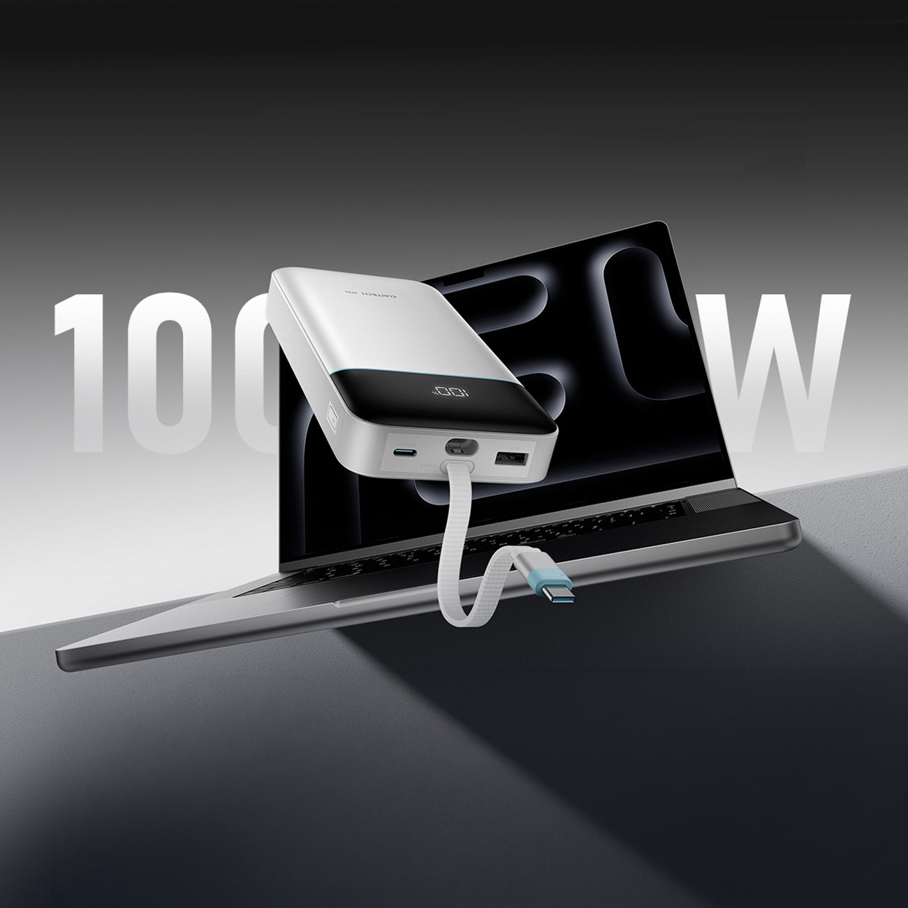 Cuktech LPB252N 120W 25000mAh išorinė baterija su integruotu USB-C kabeliu - balta -- Powerbanks