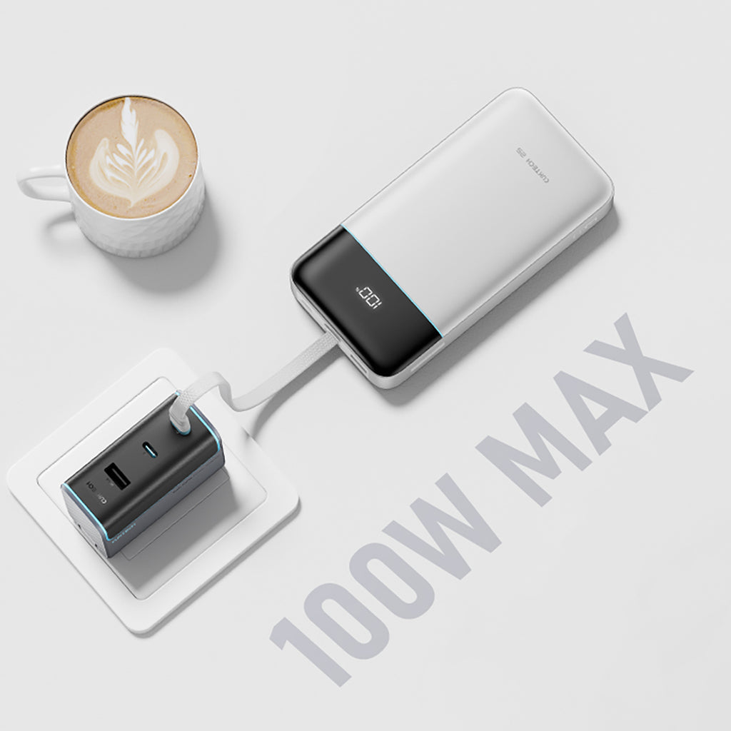Cuktech LPB252N 120W 25000mAh išorinė baterija su integruotu USB-C kabeliu - balta -- Powerbanks
