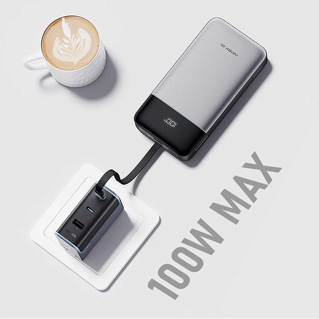 Cuktech LPB252N 120W 25000mAh išorinė baterija su integruotu USB-C kabeliu - pilka -- Powerbanks