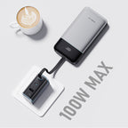Cuktech LPB252N 120W 25000mAh išorinė baterija su integruotu USB-C kabeliu - pilka -- Powerbanks
