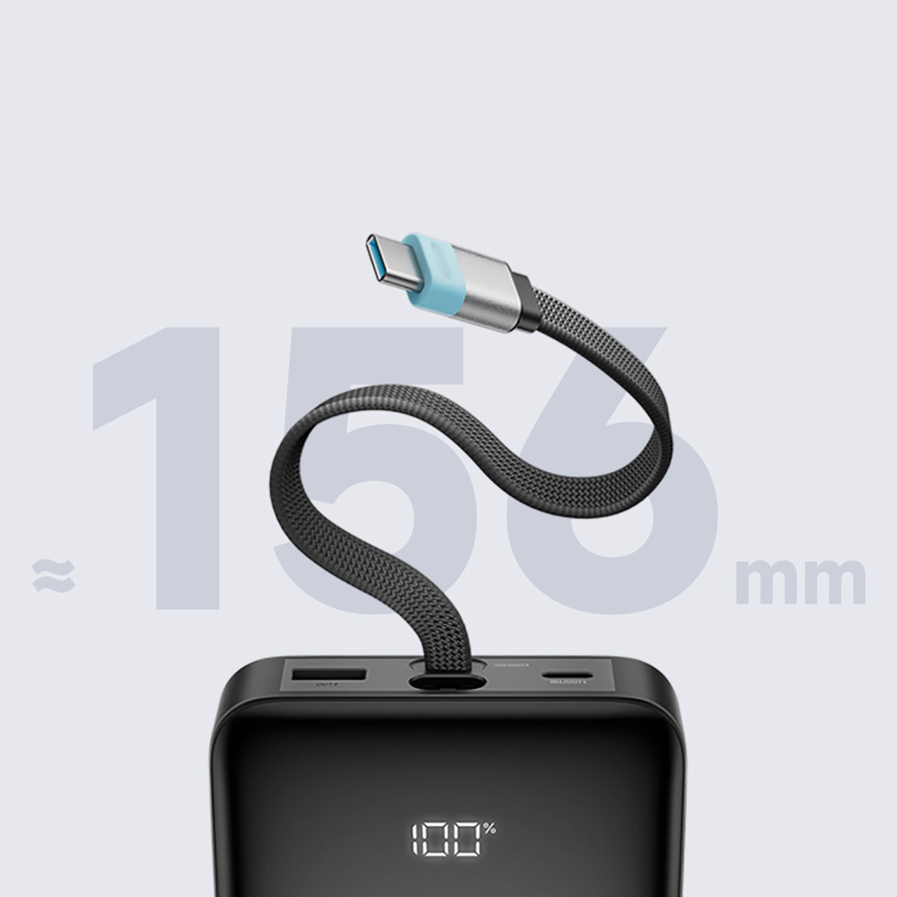 Cuktech LPB252N 120W 25000mAh išorinė baterija su integruotu USB-C kabeliu - pilka -- Powerbanks
