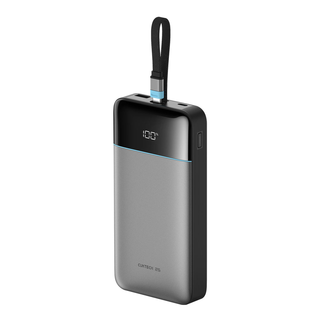 Cuktech LPB252N 120W 25000mAh išorinė baterija su integruotu USB-C kabeliu - pilka -- Powerbanks