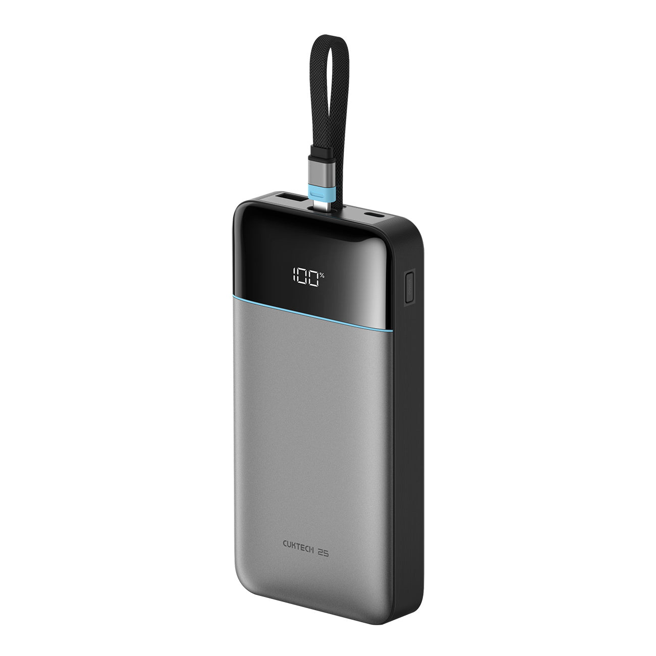 Cuktech LPB252N 120W 25000mAh išorinė baterija su integruotu USB-C kabeliu - pilka -- Powerbanks