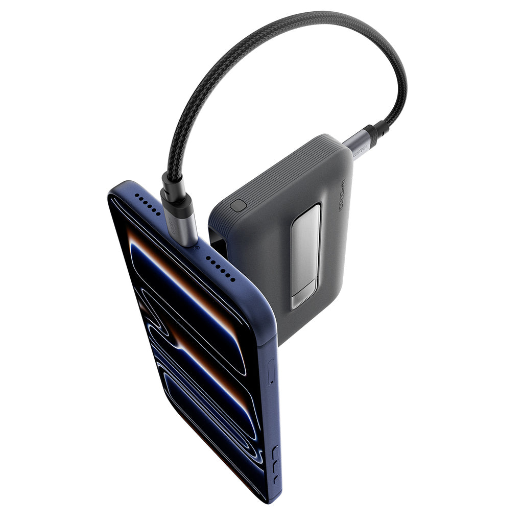 Cuktech WPB100 10000 mAh Qi2 magnetinė išorinė baterija 30W su stovu - juoda -- Powerbanks