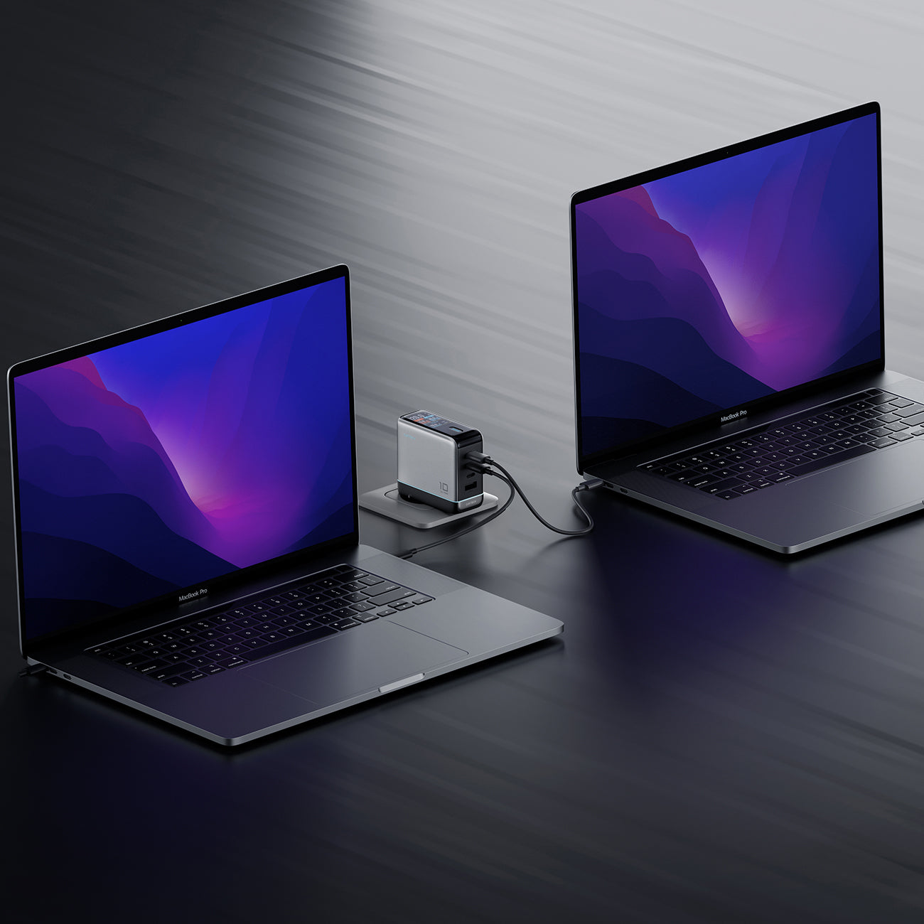 Cuktech AD1204U 120W sieninis įkroviklis su ekranu ir USB-C kabeliu - Sidabrinė -- Cell phone chargers
