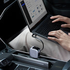 Cuktech CC903P 100W automobilinis įkroviklis su ekranu ir 70cm atsukinamu USB-C laidu - pilkas -- Car chargers
