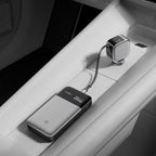 Cuktech CC903P 100W automobilinis įkroviklis su ekranu ir 70cm atsukinamu USB-C laidu - pilkas -- Car chargers