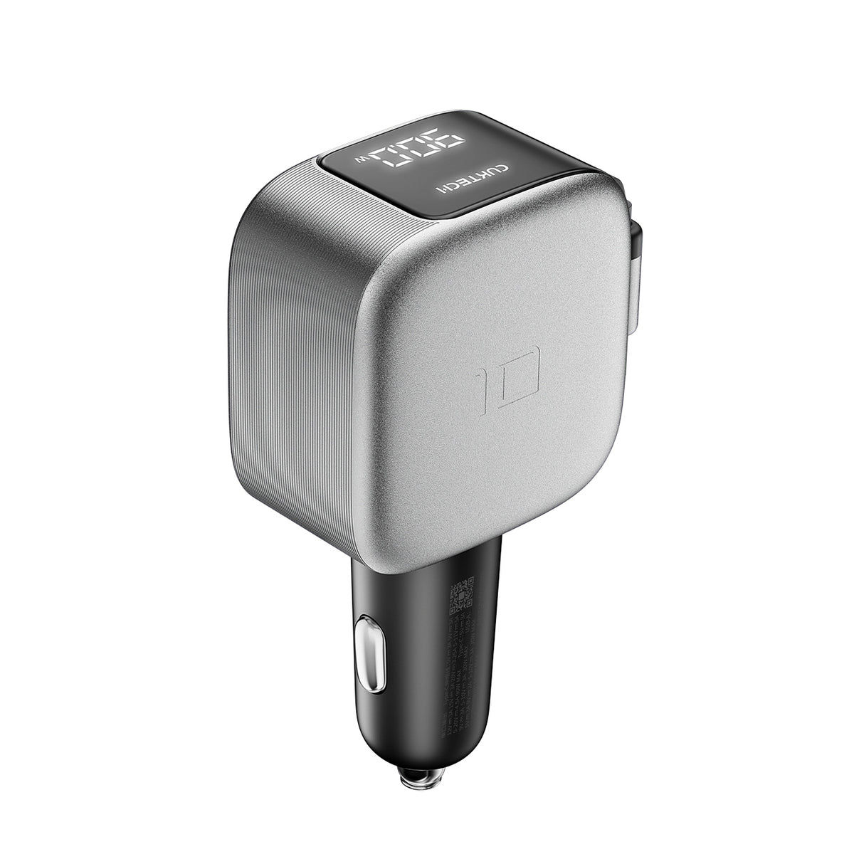 Cuktech CC903P 100W automobilinis įkroviklis su ekranu ir 70cm atsukinamu USB-C laidu - pilkas -- Car chargers