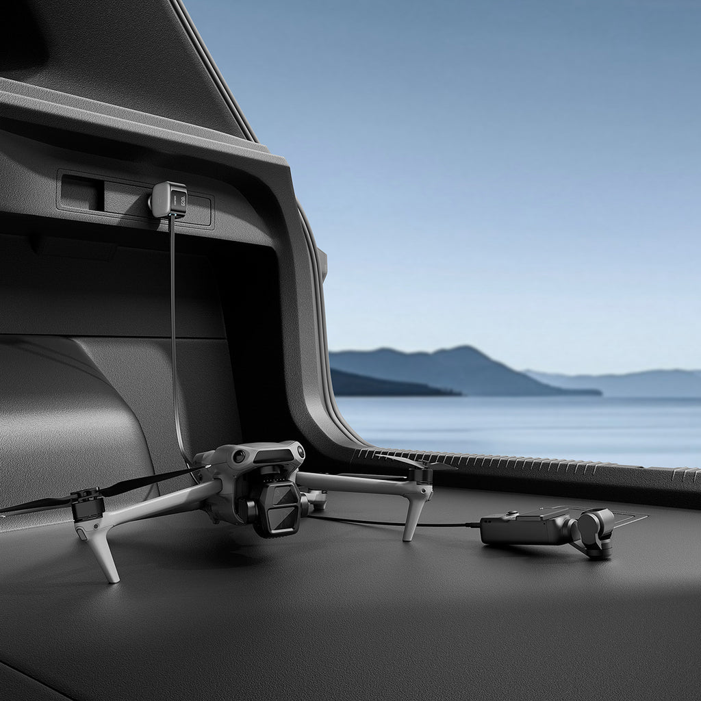 Cuktech CC903P 100W automobilinis įkroviklis su ekranu ir 70cm atsukinamu USB-C laidu - pilkas -- Car chargers
