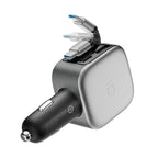 Cuktech CC903P 100W automobilinis įkroviklis su ekranu ir 70cm atsukinamu USB-C laidu - pilkas -- Car chargers