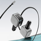 Cuktech CC903P 100W automobilinis įkroviklis su ekranu ir 70cm atsukinamu USB-C laidu - pilkas -- Car chargers