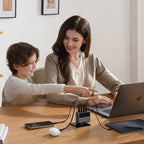 Cuktech AD1404UEU 140W GaN 3x USB-C + USB-A Sieninis įkroviklis su USB-C kabelu - Pilkas -- Cell phone chargers