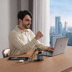 Cuktech AD1404UEU 140W GaN 3x USB-C + USB-A Sieninis įkroviklis su USB-C kabelu - Pilkas -- Cell phone chargers