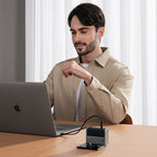 Cuktech AD1404UEU 140W GaN 3x USB-C + USB-A Sieninis įkroviklis su USB-C kabelu - Pilkas -- Cell phone chargers