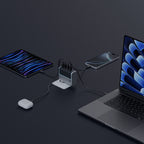 Cuktech AD1404UEU 140W GaN 3x USB-C + USB-A Sieninis įkroviklis su USB-C kabelu - Pilkas -- Cell phone chargers