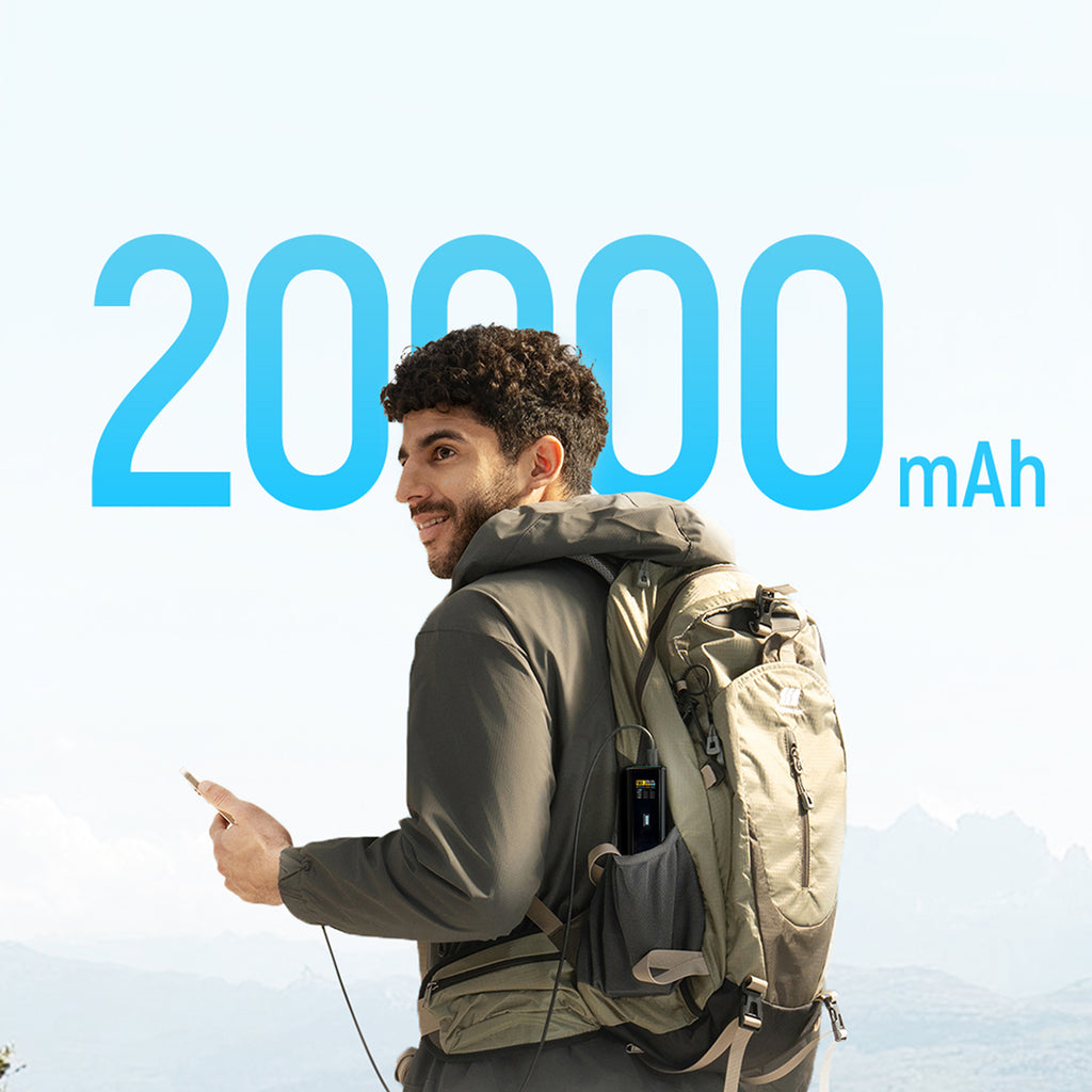 Cuktech PB200U išorinė baterija 210W 20000mAh 2x USB-C + USB-A su TFT ekranu ir 240W USB-C kabeliu - juoda -- Powerbanks