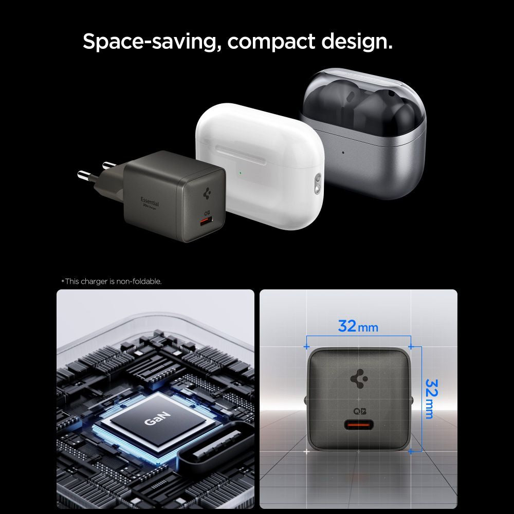 Spigen Essential EE301EU 1 prievado 30W tinklo įkroviklis - tamsiai pilkas -- Cell phone chargers