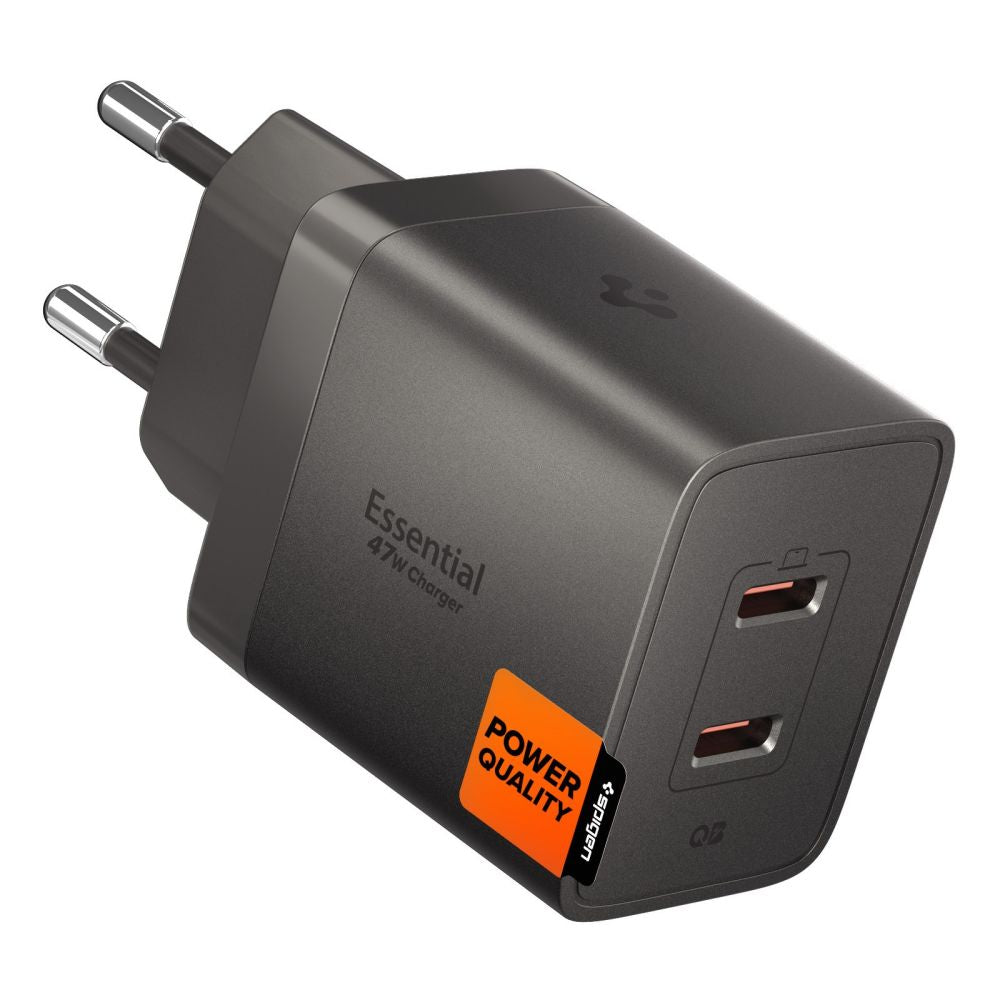 Tinklo įkroviklis Spigen Essential EE472EU-GAN 2 prievadai 47W - tamsiai pilkas -- Cell phone chargers