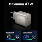 Tinklo įkroviklis Spigen Essential EE472EU-GAN 2 prievadai 47W - titano spalvos -- Cell phone chargers
