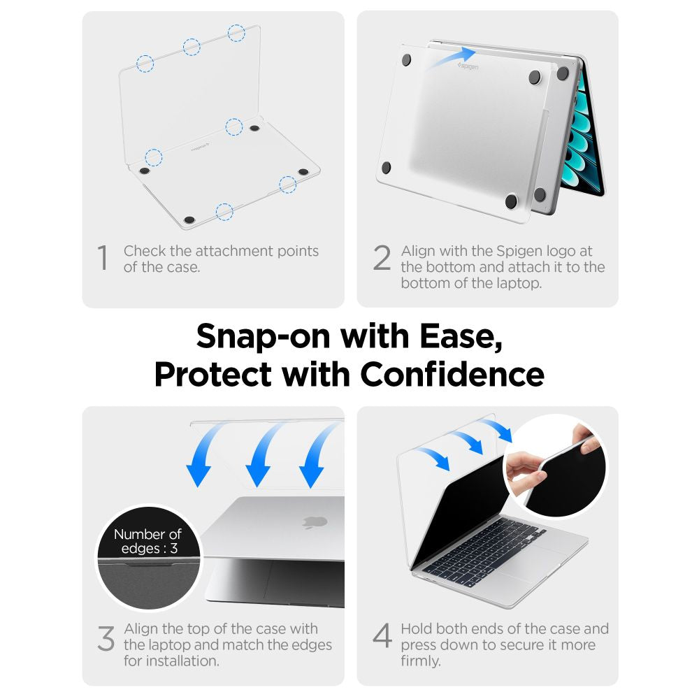 Dėklas Spigen AirSkin MacBook Air 13" 2023 / 2024 / 2025 / 2026 - pusiau skaidrus -- MacBook Air 13" 2023/2024/2025/2026