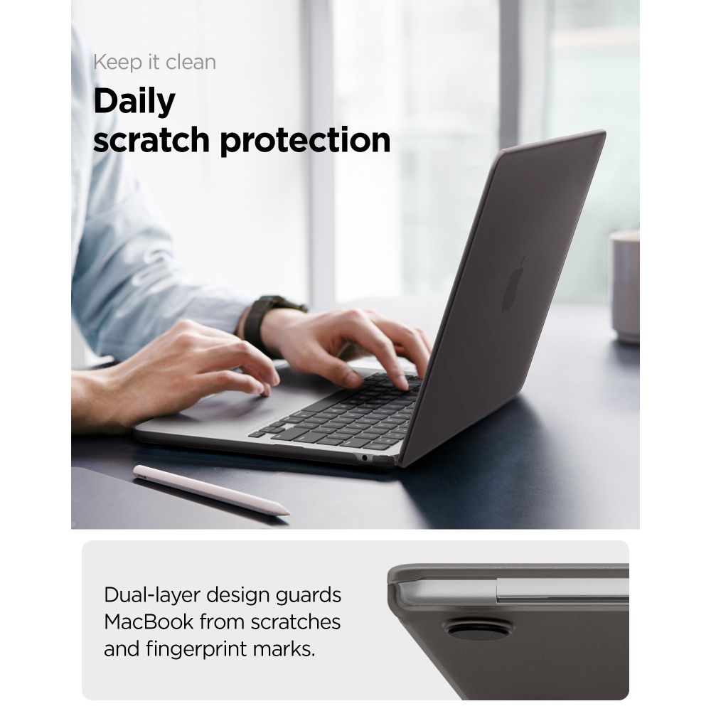 Dėklas Spigen AirSkin MacBook Air 13" 2023 / 2024 / 2025 / 2026 - pusiau skaidrus -- MacBook Air 13" 2023/2024/2025/2026