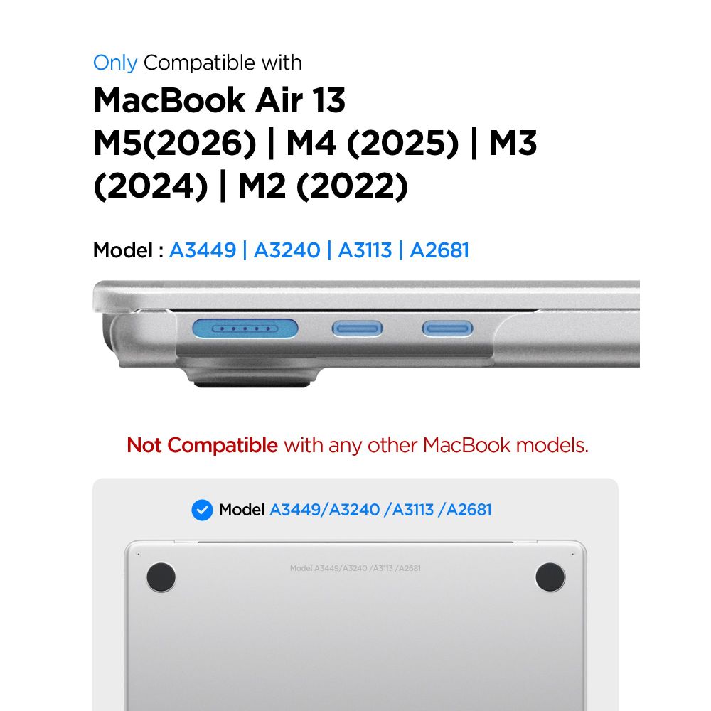 Dėklas Spigen AirSkin MacBook Air 13" 2023 / 2024 / 2025 / 2026 - skaidrus -- MacBook Air 13" 2023/2024/2025/2026
