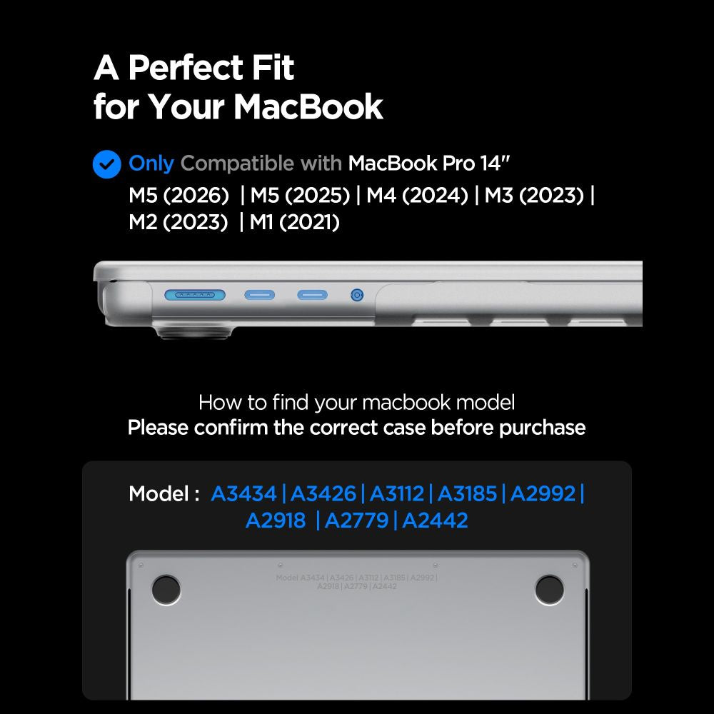 Dėklas Spigen AirSkin MacBook Pro 14" 2021 / 2023 / 2024 / 2025 / 2026 - skaidrus matinis -- MacBook Pro 14"...