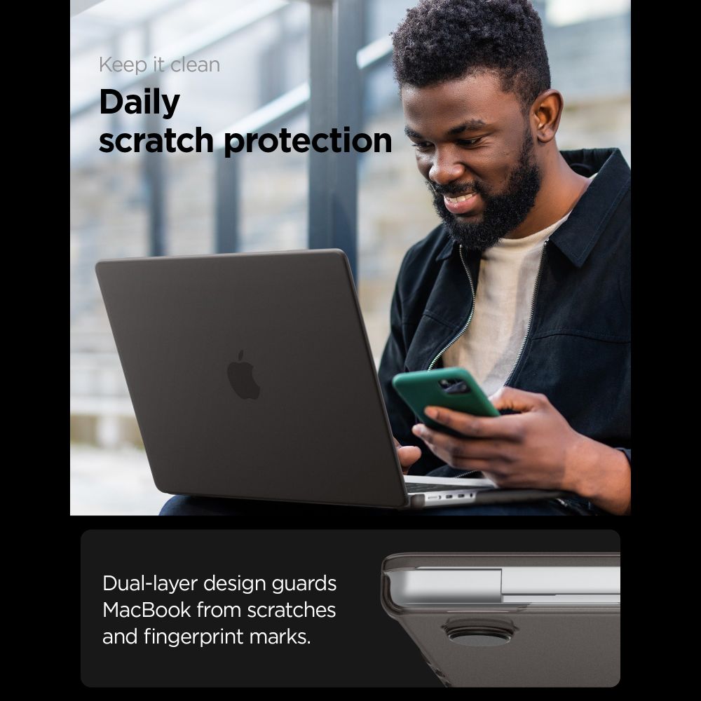 Dėklas Spigen AirSkin MacBook Pro 14" 2021 / 2023 / 2024 / 2025 / 2026 - pusiau skaidrus -- MacBook Pro 14"...