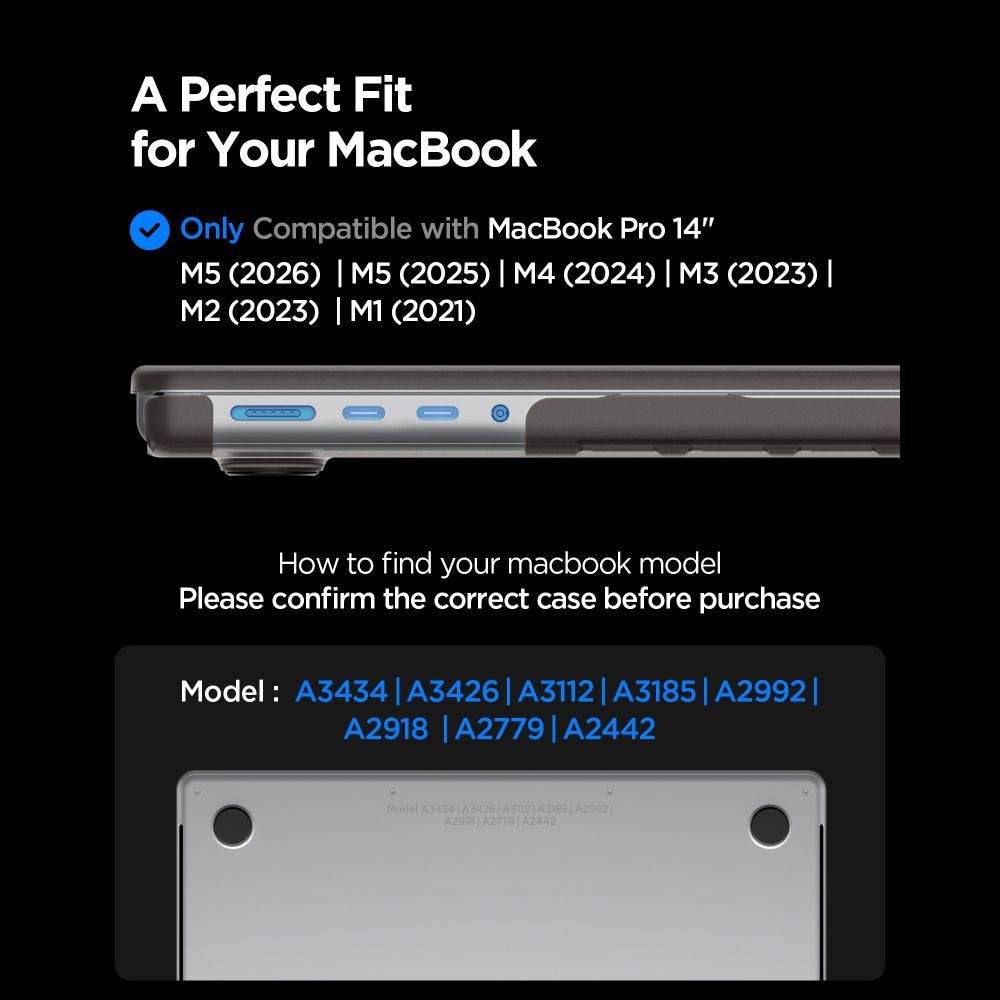 Dėklas Spigen AirSkin MacBook Pro 14" 2021 / 2023 / 2024 / 2025 / 2026 - pusiau skaidrus -- MacBook Pro 14"...