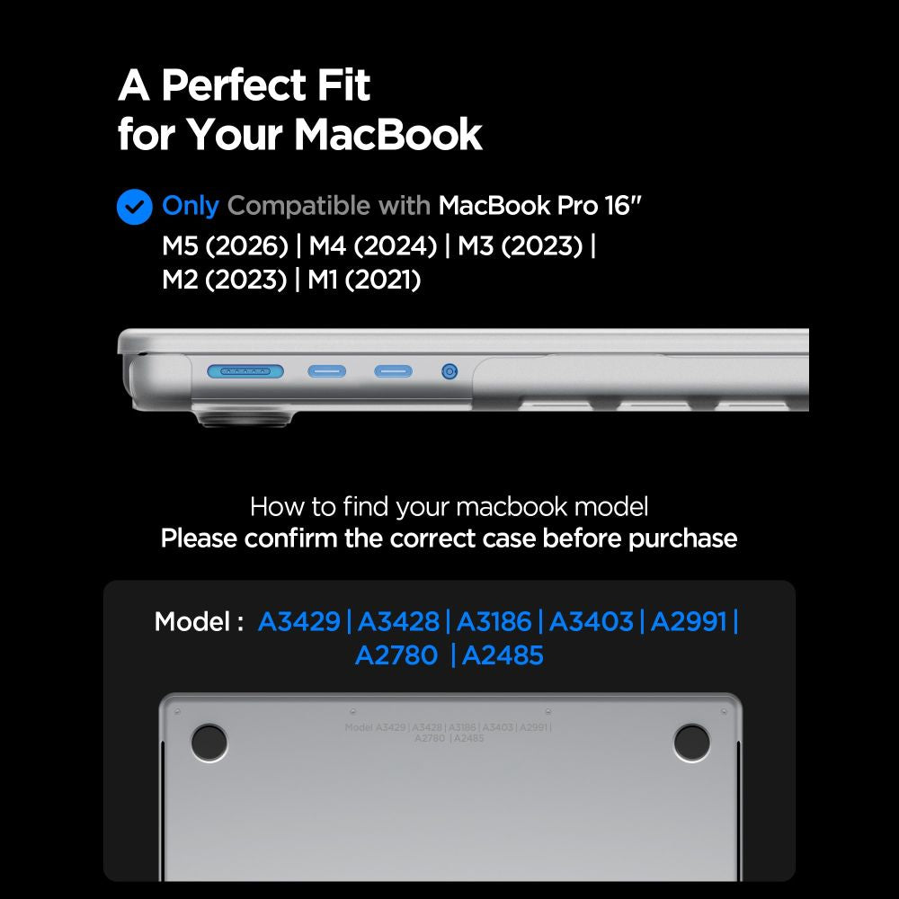 Spigen AirSkin dėklas MacBook Pro 16" 2021 / 2023 / 2024 / 2025 / 2026 - matinis permatomas -- MacBook Pro 16"...