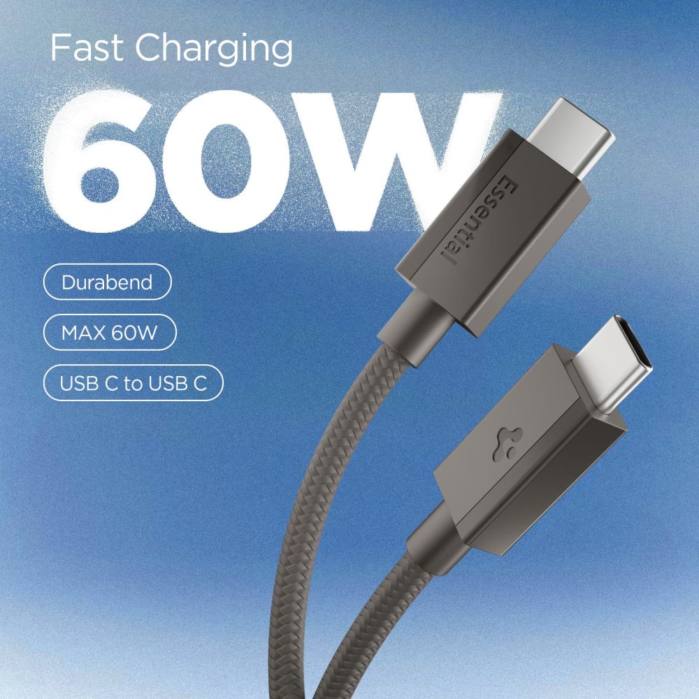 Spigen Essential EB6015CC USB-C 60W 150 cm Kabelis - Tamsiai pilkas -- Cell phone cables