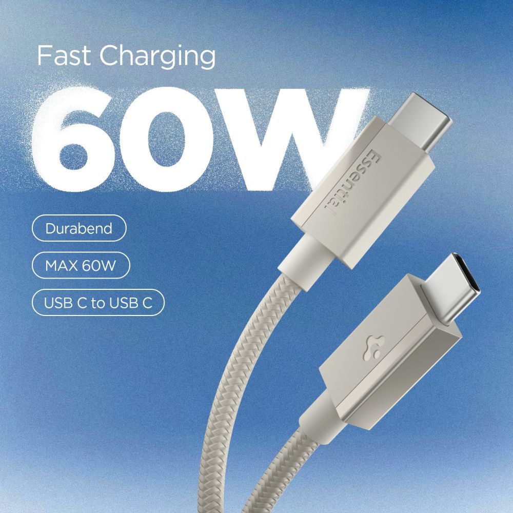 Laidas Spigen Essential EB6015CC USB-C 60W 150 cm - titano spalvos -- Cell phone cables