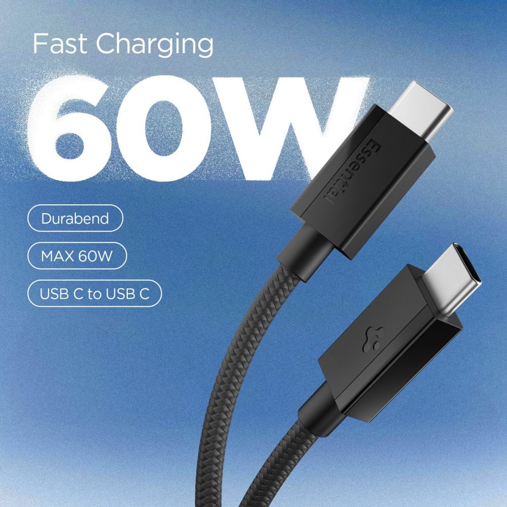Laidas Spigen Essential EB6015CC USB-C 60W 150 cm - juodas -- Cell phone cables