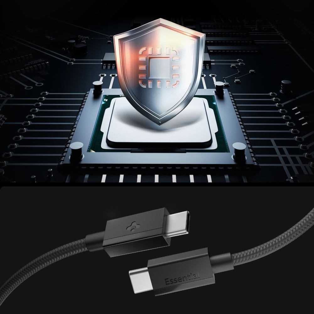 Laidas Spigen Essential EB6015CC USB-C 60W 150 cm - juodas -- Cell phone cables