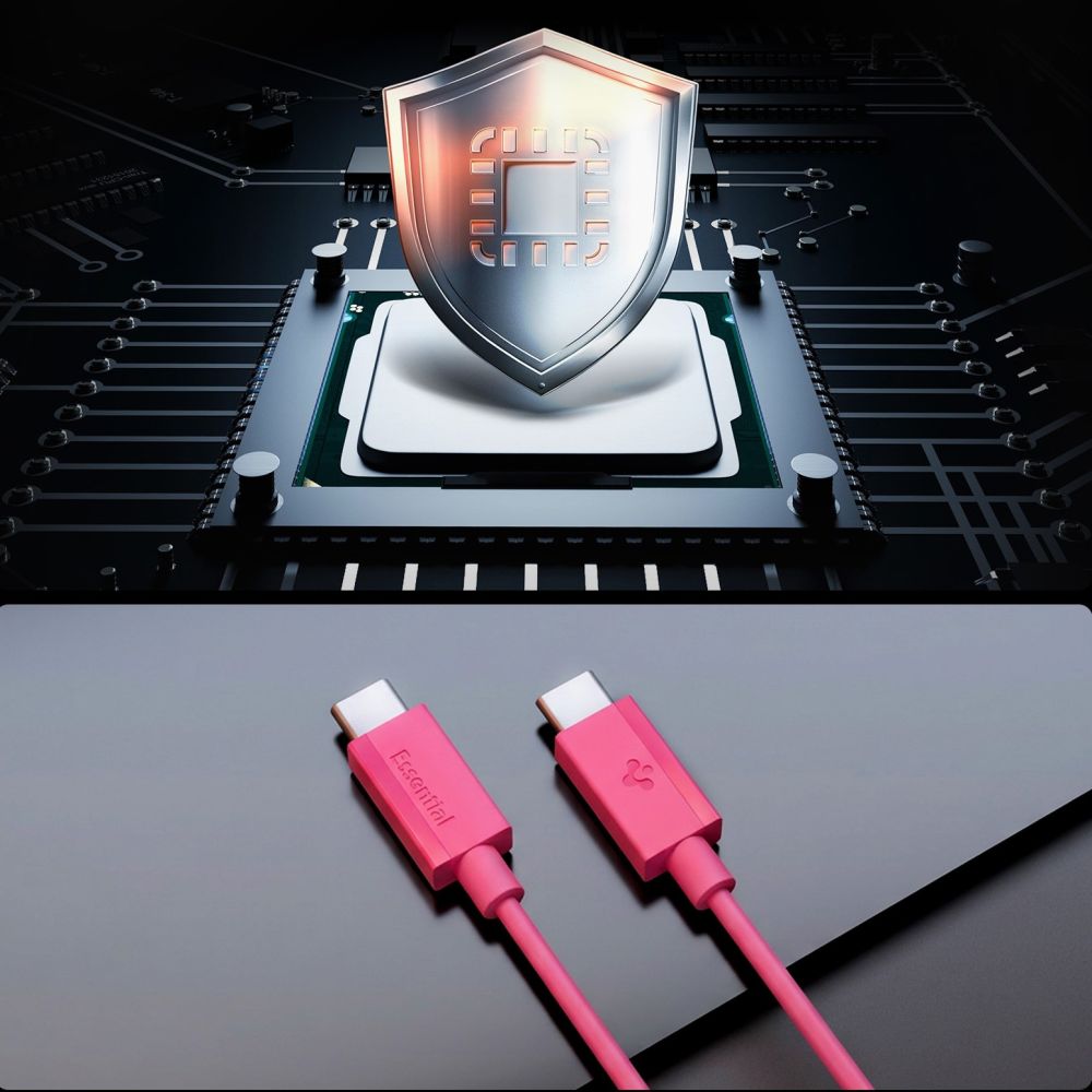 Laidas Spigen Essential EB6015CC USB-C 60W 100 cm - rožinis -- Cell phone cables
