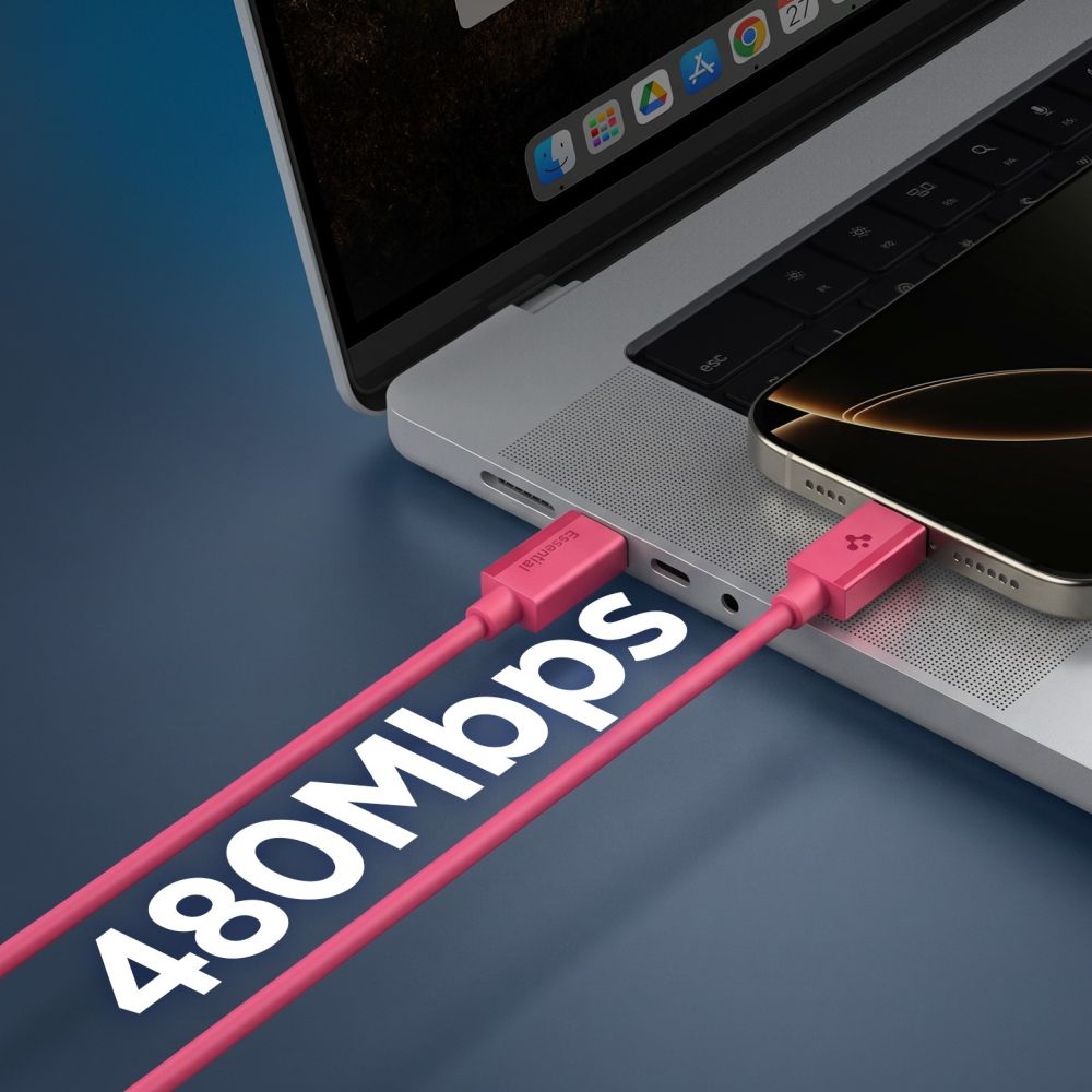 Laidas Spigen Essential EB6015CC USB-C 60W 100 cm - rožinis -- Cell phone cables