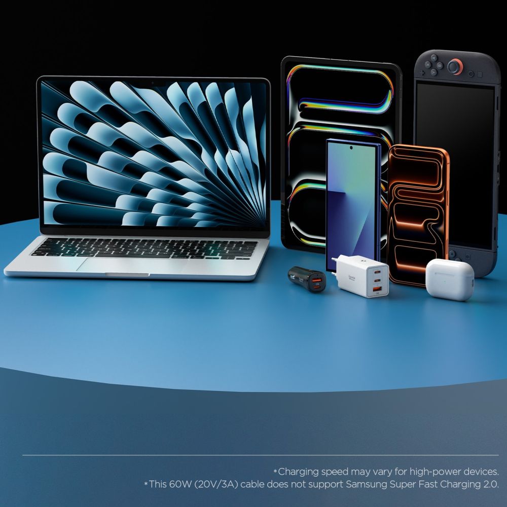 Laidas Spigen Essential EB6015CC USB-C 60W 100 cm - rožinis -- Cell phone cables