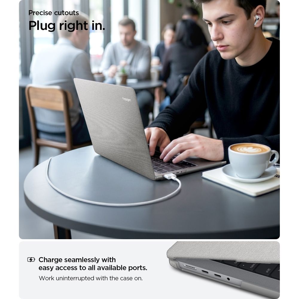 Spigen Urban Fit dėklas MacBook Pro 14" 2021 / 2023 / 2024 / 2025 / 2026 - pilkas -- MacBook Pro 14" 2021/2023/2024/2025/2026