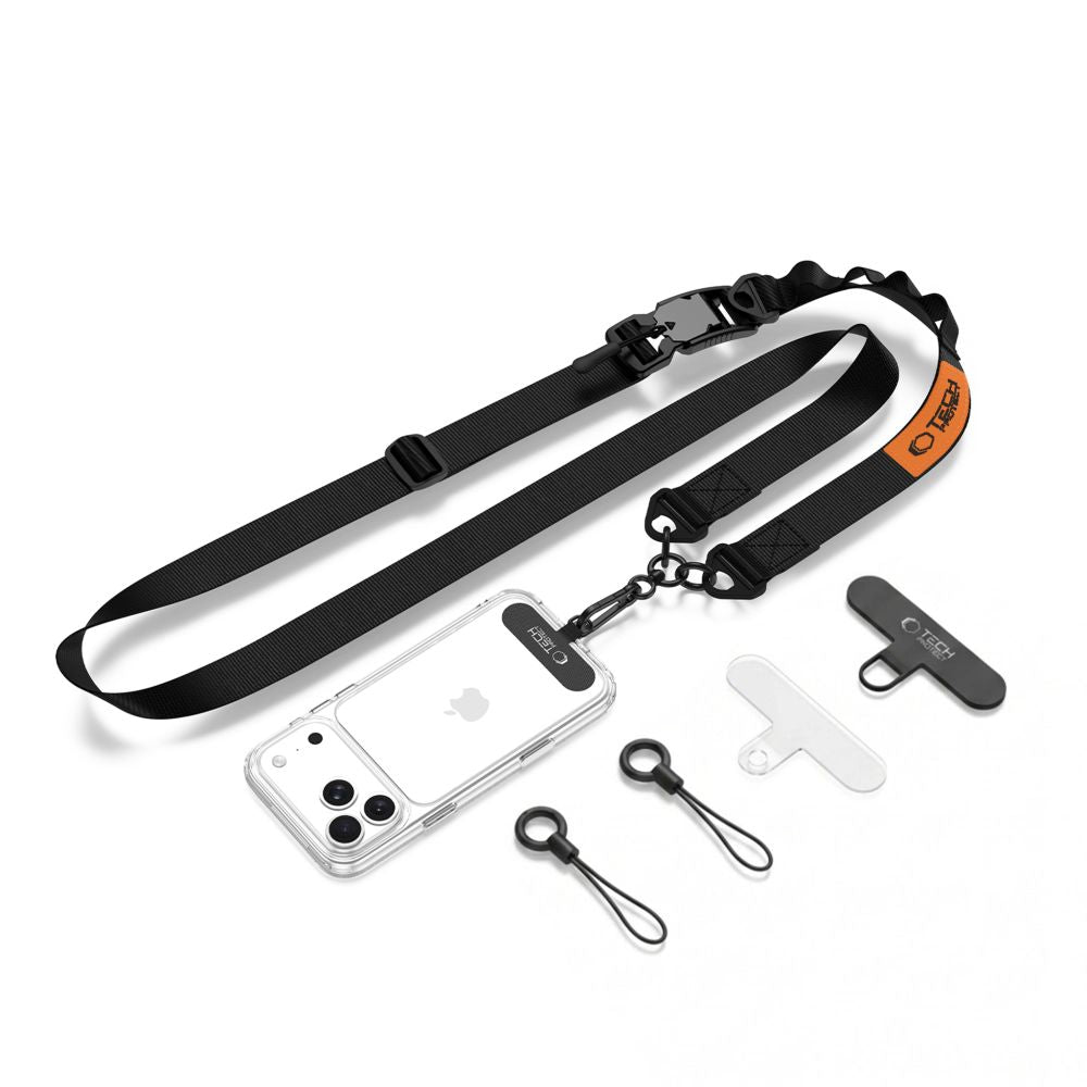 Tech-Protect C9S Rope Crossbody Telefono Dirželis - Juodai-Oranžinis -- Other phone accessories