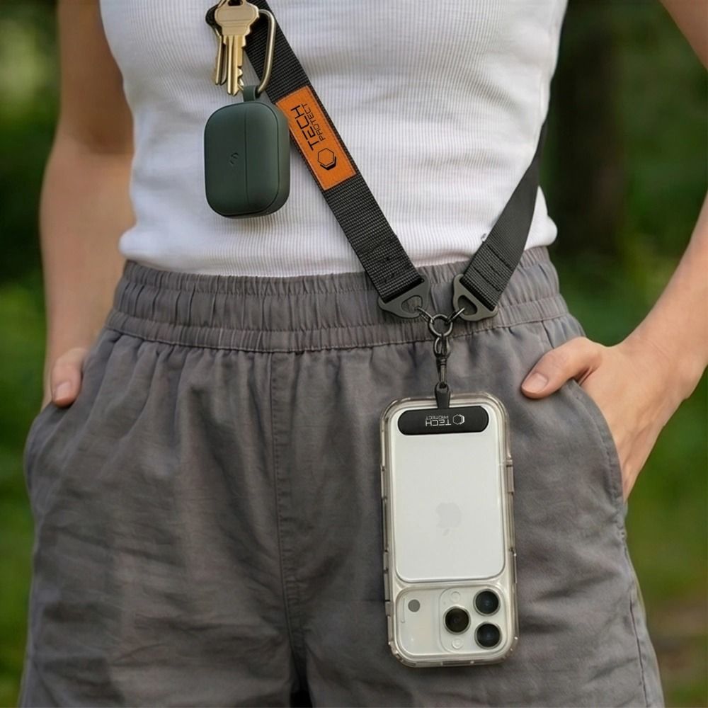 Tech-Protect C9S Rope Crossbody Telefono Dirželis - Juodai-Oranžinis -- Other phone accessories