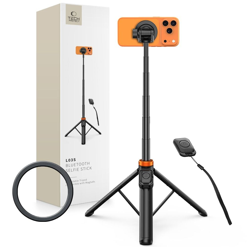 Savifotografinis lazdas Tech-Protect L03S MagSafe Bluetooth savifotografinis lazdas su trikoja – juodas -- Selfie Sticks...