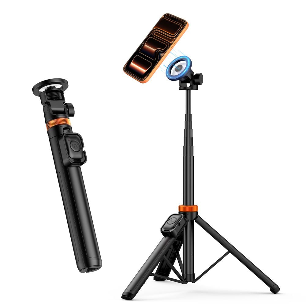 Savifotografinis lazdas Tech-Protect L03S MagSafe Bluetooth savifotografinis lazdas su trikoja – juodas -- Selfie Sticks...