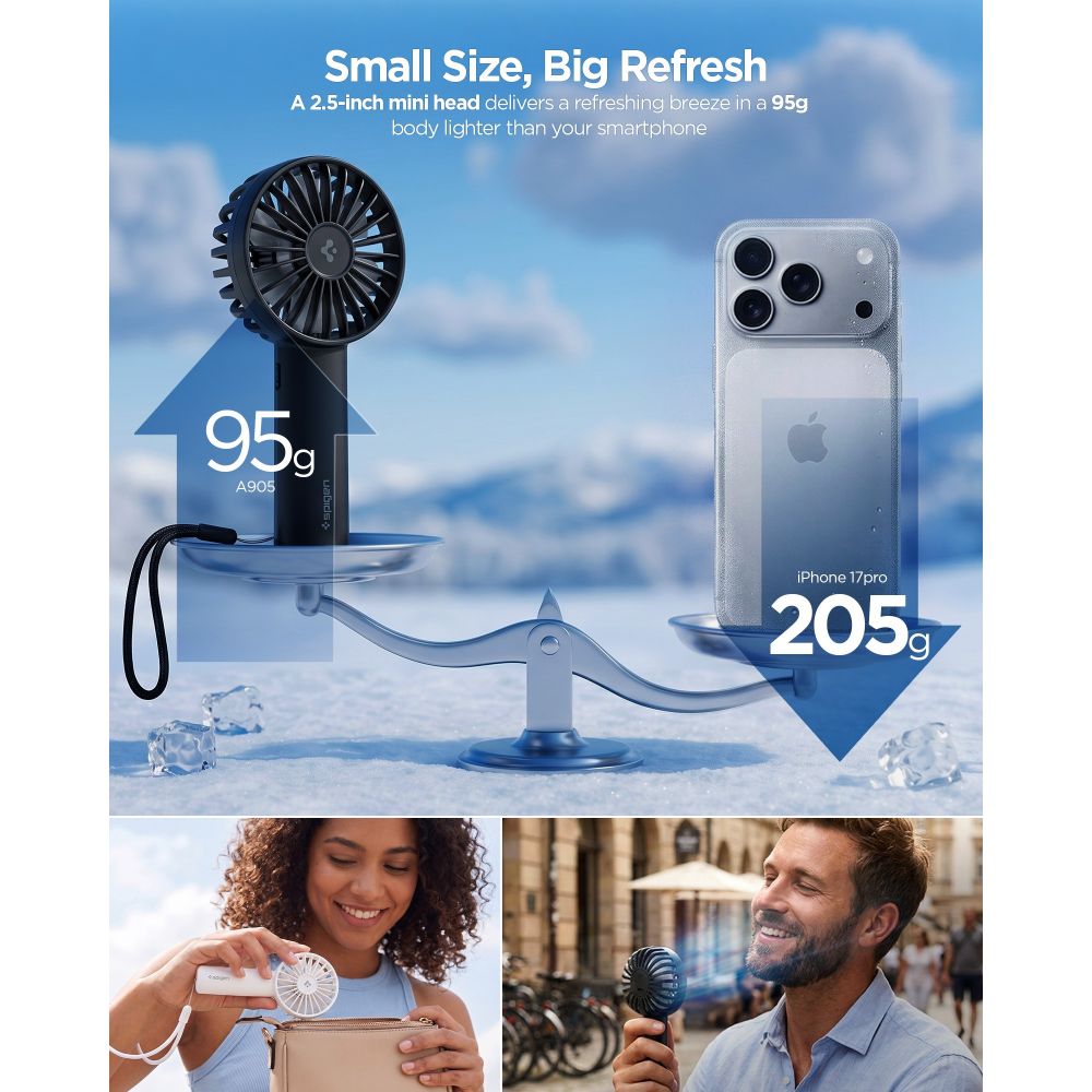 Spigen A905 Mini nešiojamas rankinis ventiliatorius - Juoda -- Uncategorized