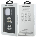 Karl Lagerfeld FW Grained Karl & Choupette Heads Pins dėklas skirtas iPhone 16 Pro Max - Juoda -- iPhone 16 Pro Max