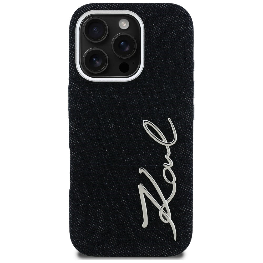 Karl Lagerfeld FW Jeans Signature Logo iPhone 16 Pro dėklas - Juoda -- iPhone 16 Pro