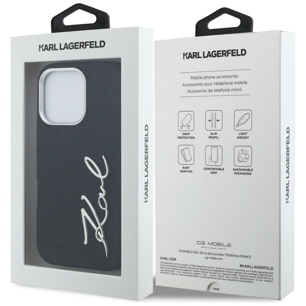 Karl Lagerfeld FW Jeans Signature Logo iPhone 16 Pro dėklas - Juoda -- iPhone 16 Pro